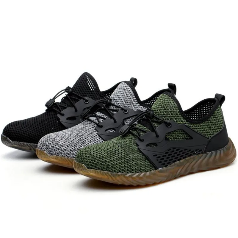 

Work Shoes For Men Breathable Boots Steel Head Anti-smashing Sneakers Construction Safet Low-cut Flying Woven Safety Shoes