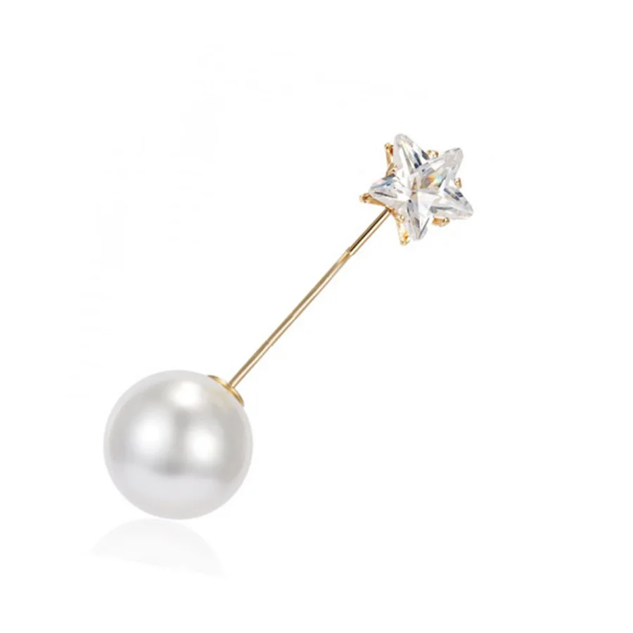 Простой двойной головкой большая брошь с искусственным жемчугом Pin Золото Цвет