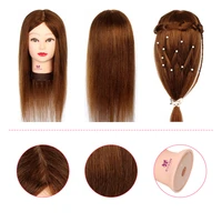 20 inch 100 real human hair mannequin head for hairdressers salon hairdressing practice training doll head for hairstyle