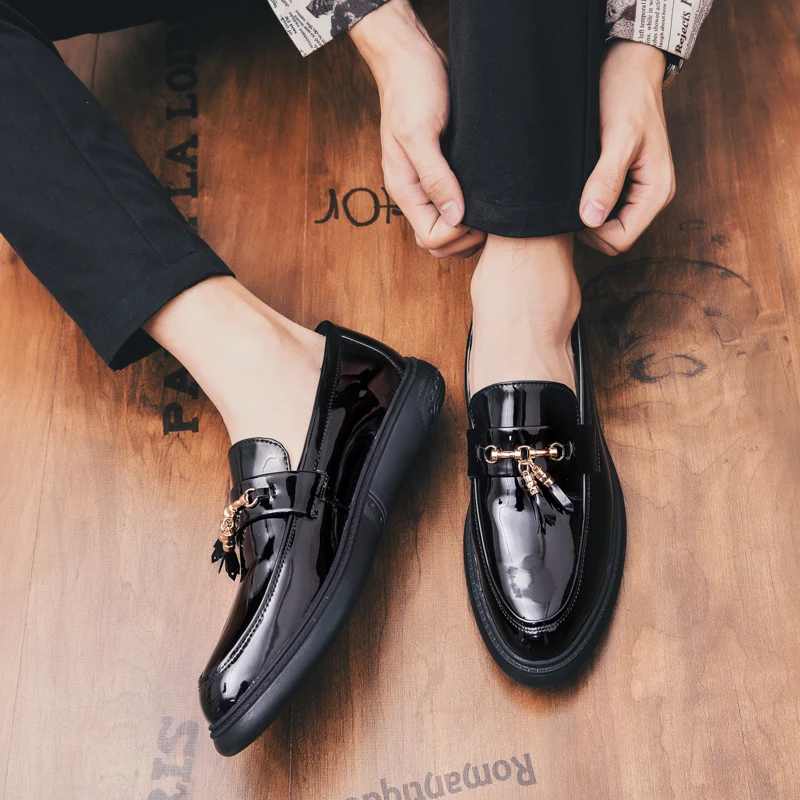 FIXSYS/кожаная мужская повседневная обувь Дышащие лоферы с кисточками Вечерние