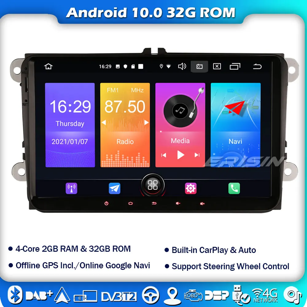 2718 автомобильный Стерео Авторадио CarPlay GPS Sat Nav Golf для VW Passat Jetta T5 Seat Caddy DAB + 4G WIFI DVB