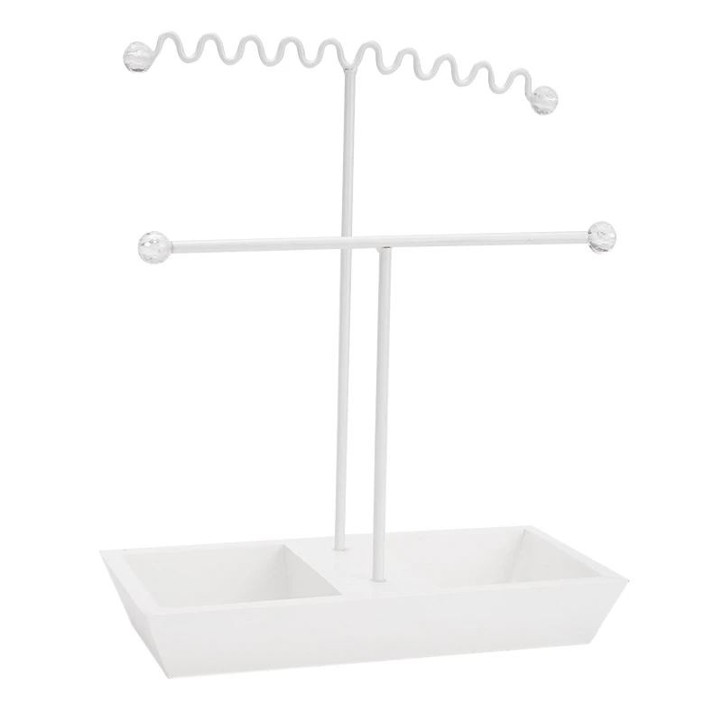 

Jewelry Tree Stand Organizer 2 Tier Necklace Organizer Display Bracelet Earrings and Ring Tray Jewelry Holder Hanger