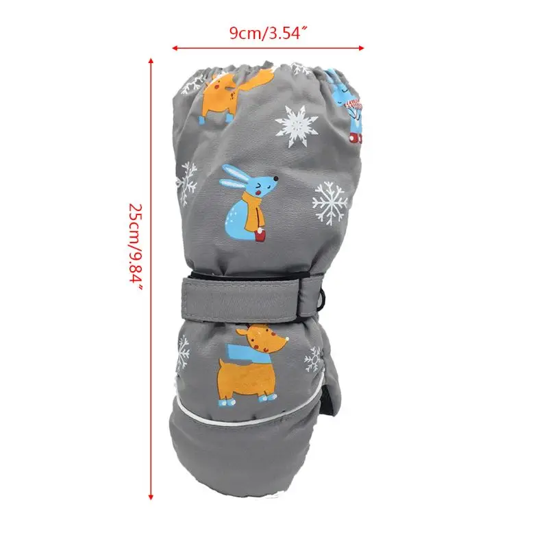 

Winter New Children Print Cartoon Deer Rabbit Thickening Ski Gloves Kids Windproof Waterproof Non-slip Long-sleeved Mittens