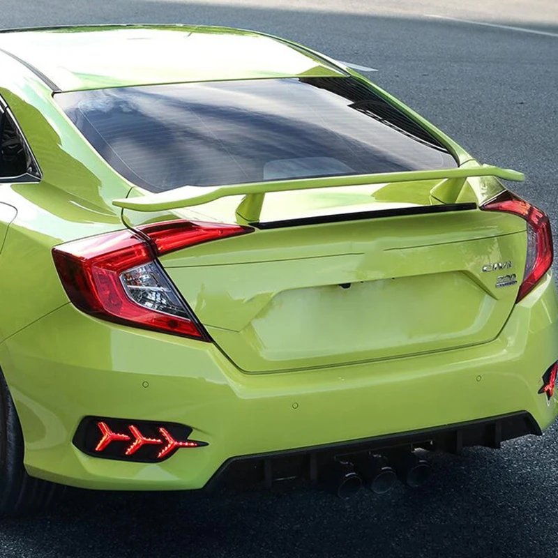 For New Spoiler Civic Tail Fin 2016-19 ABS Plastic Carbon Fiber Rear Wing Honda Primer Color Lip Four-door | Автомобили и