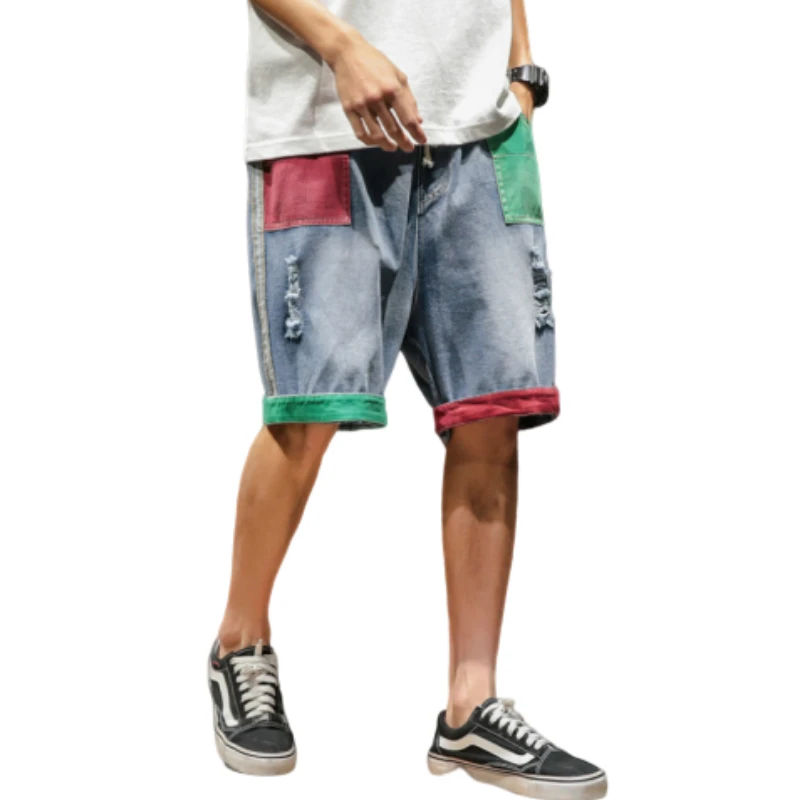 Мужские джинсовые шорты с дырками Повседневные Дышащие из хлопка брендовая