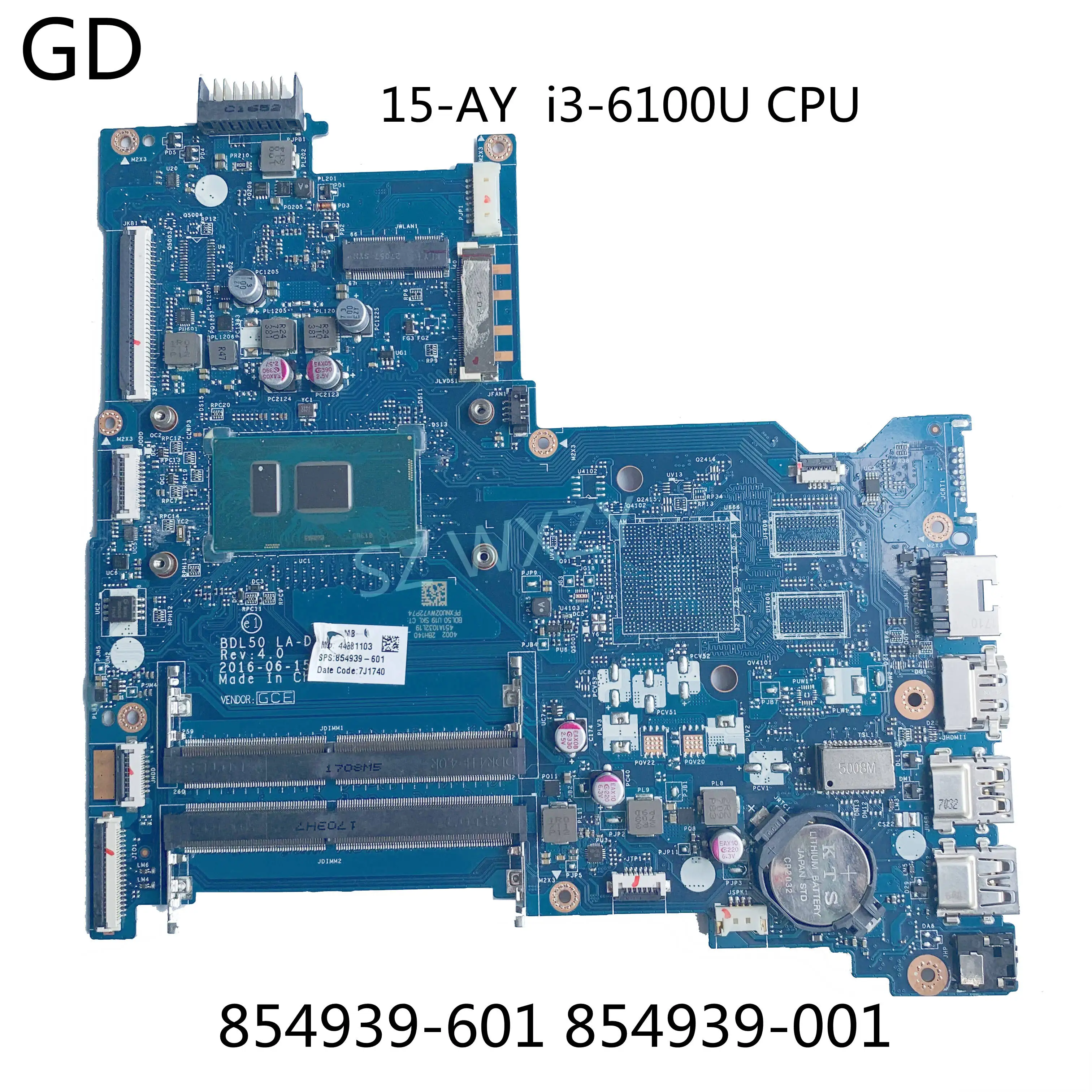 GD оригинал для HP 15-AY серии Материнская плата ноутбука 854939-601 854939-001 аккумулятор