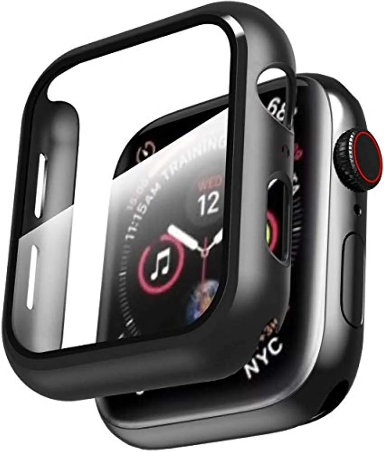 

For Apple watch Series 6/ SE/5/4 with Built in Screen Protector- All Around Hard PC Case with Tempered Glass Screen Protector