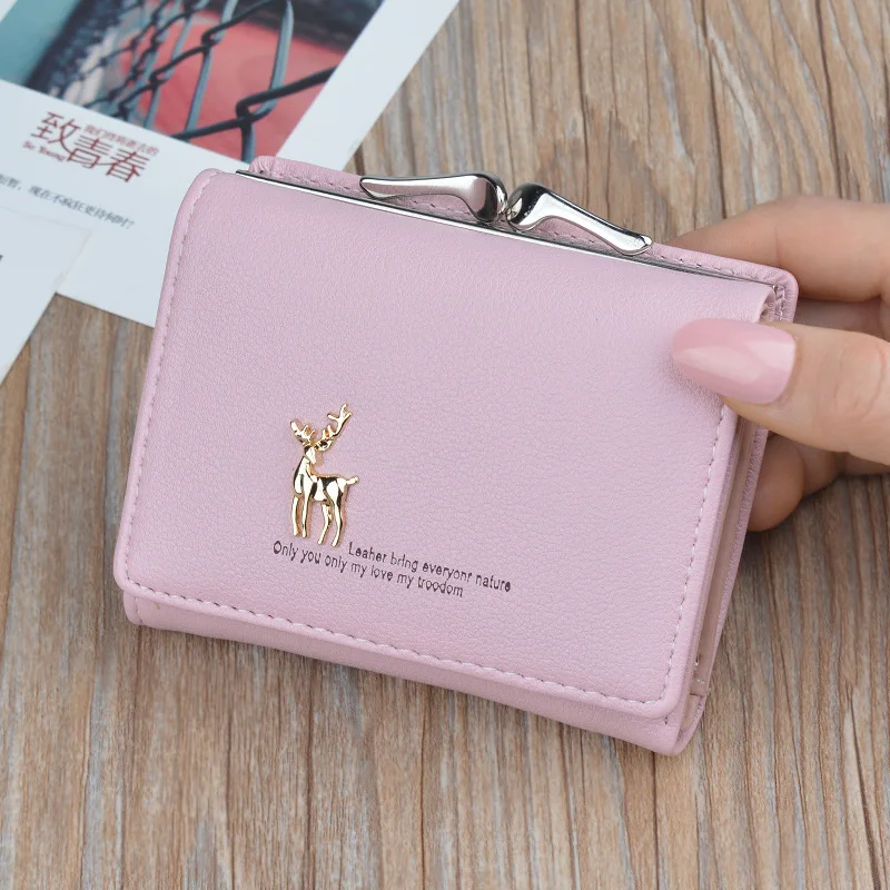 

2020 Cartoon Leather Women Purse Pocket Ladies Clutch Wallet Women Short Card Holder Cute Girls Deer Wallet Cartera Mujer