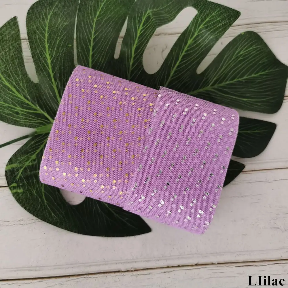 Lilac 6 см, 23 м, блестящая Тюлевая лента в горошек золотистого и серебряного цвета, Тюлевая сетка, тканевые полоски, сделай сам, украшение для волос, Poms Journal, вечерние принадлежности - Цвет: Lilac