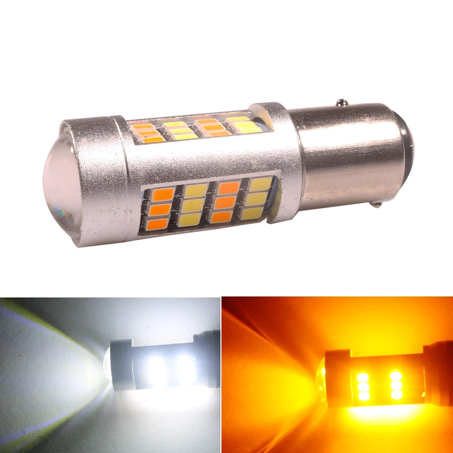 

1Pcs 1157 Dual Color Car LED Lights White+Amber P21/5W BAY15D LED Bulbs Auto Driving/Brake/ Turn Signal Lamp 12V