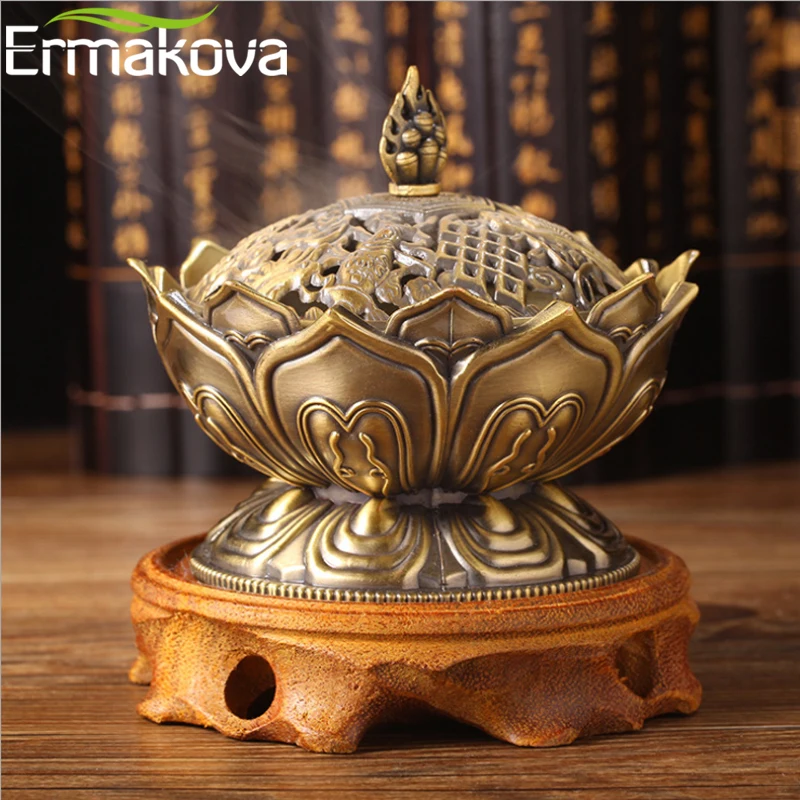 ERMAKOVA Цветок Лотоса Китайский Будда сплав металлическая горелка для благовоний