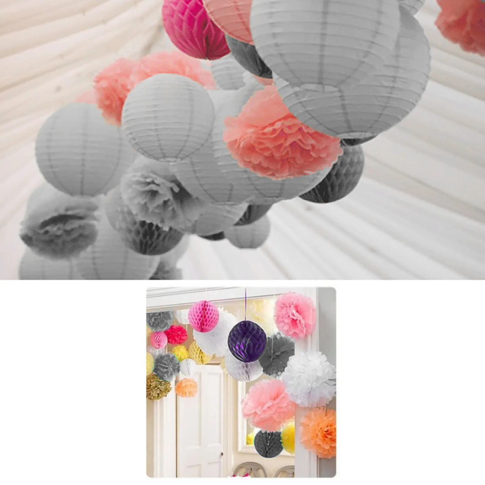 12 шт. смешанные мятно зеленые коралловые белые салфетки Pom Poms бумага фонарь
