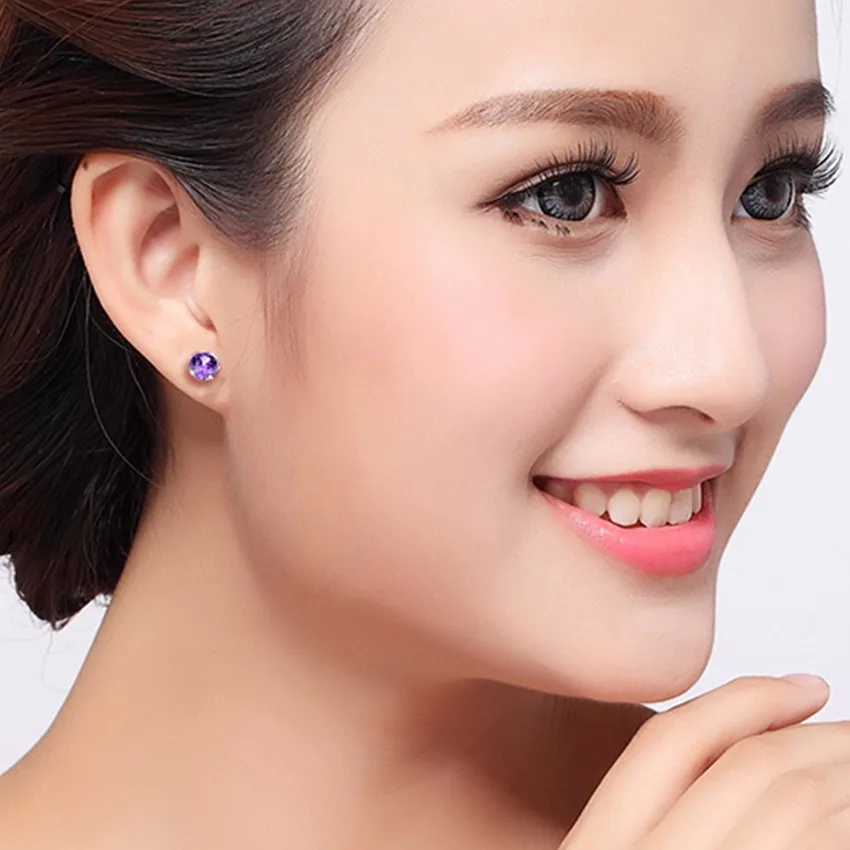 

925 sterling silver new woman jewelry Crown high quality crystal earrings popular classic one pair 7MM + 16MM