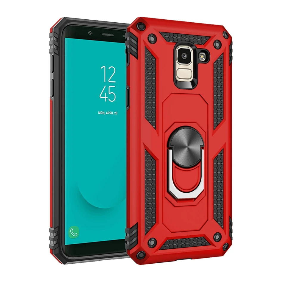 Для samsung J4 J6 2018 чехол с металлическим кольцом силиконовый для Galaxy J4/J6 Plus телефона