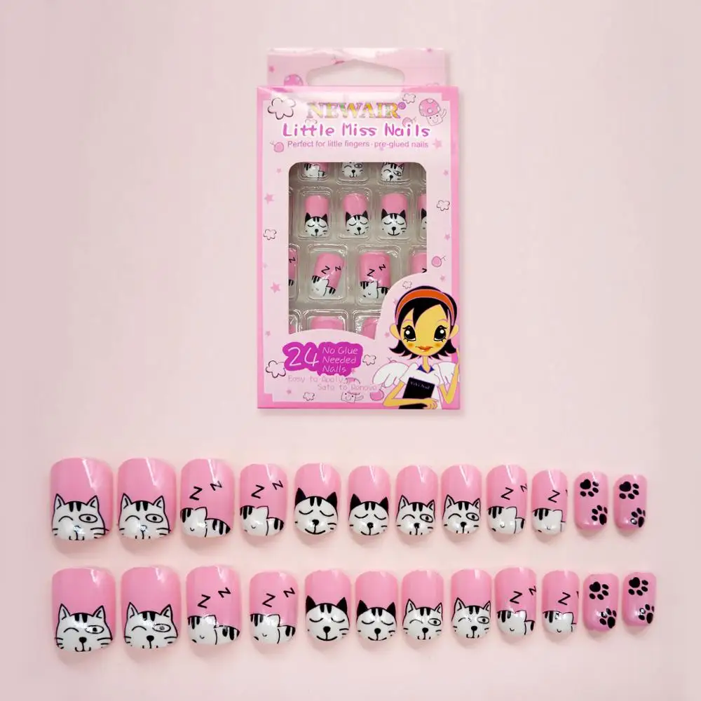 24 шт. накладные ногти с мультяшным рисунком|Накладные ногти| |