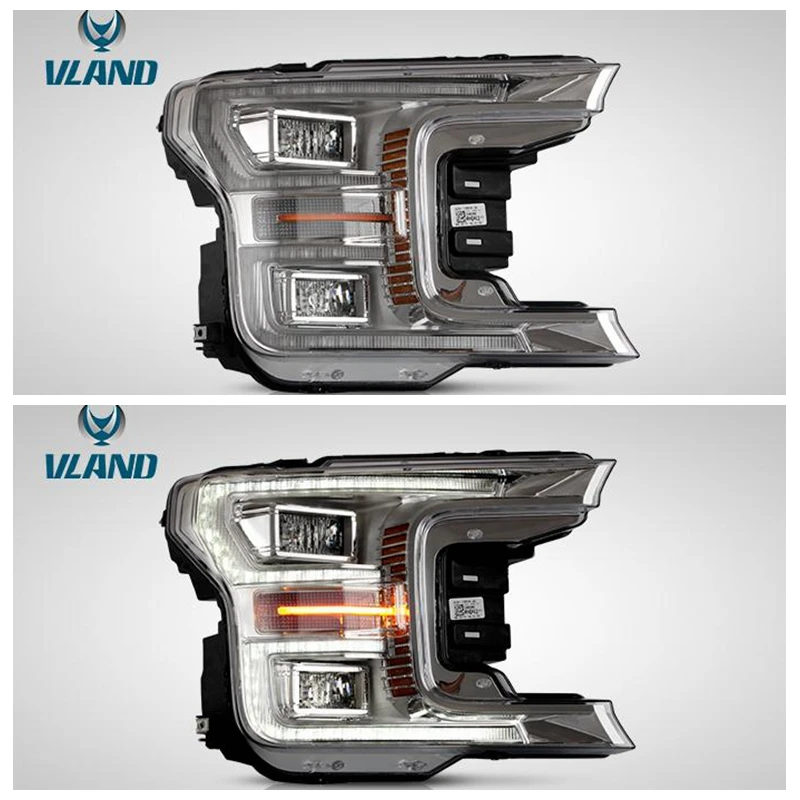 VLAND Factory полный светодиодный, пригодный для F150 головной светильник в сборе светодиодный головной светильник/передняя лампа с последовательным индикатором