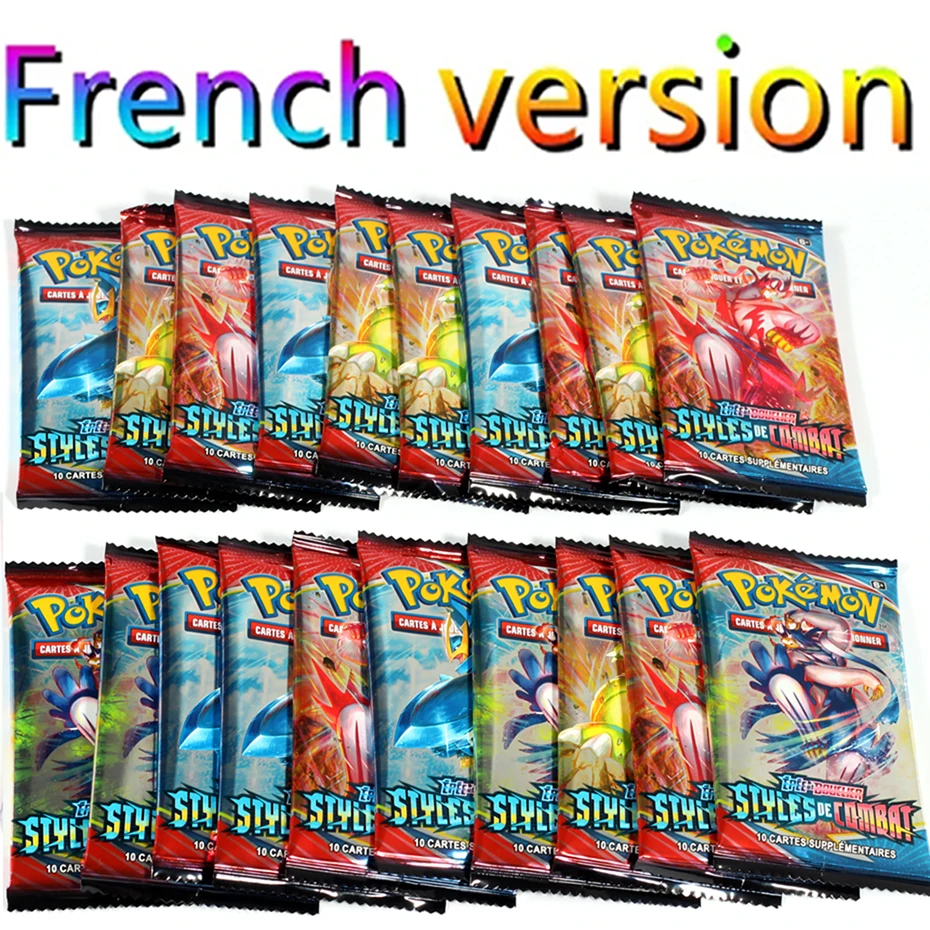 Tarjetas DE Pokemon COMBAT Booster, versi&oacute;n francesa, 50-2021 Uds., venta al por menor, &uacute;ltima DE 360-0