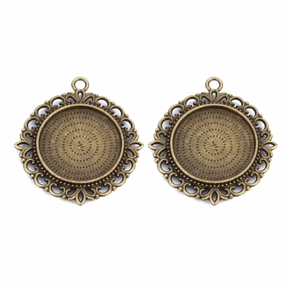 

Ciseng 10pcs 25mm Double Face Lace Necklace Pendant Setting Cabochon Cameo Base Tray Bezel Blank Fit Cabochons Jewelry Making
