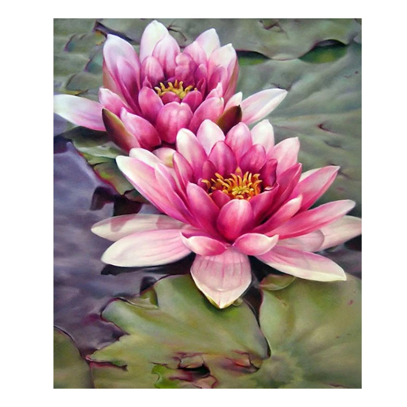 

Round Diamond painting Cross stitch Lotus flower full round Diamond mosaic France Paris 5D Diamond embroidery blossoms