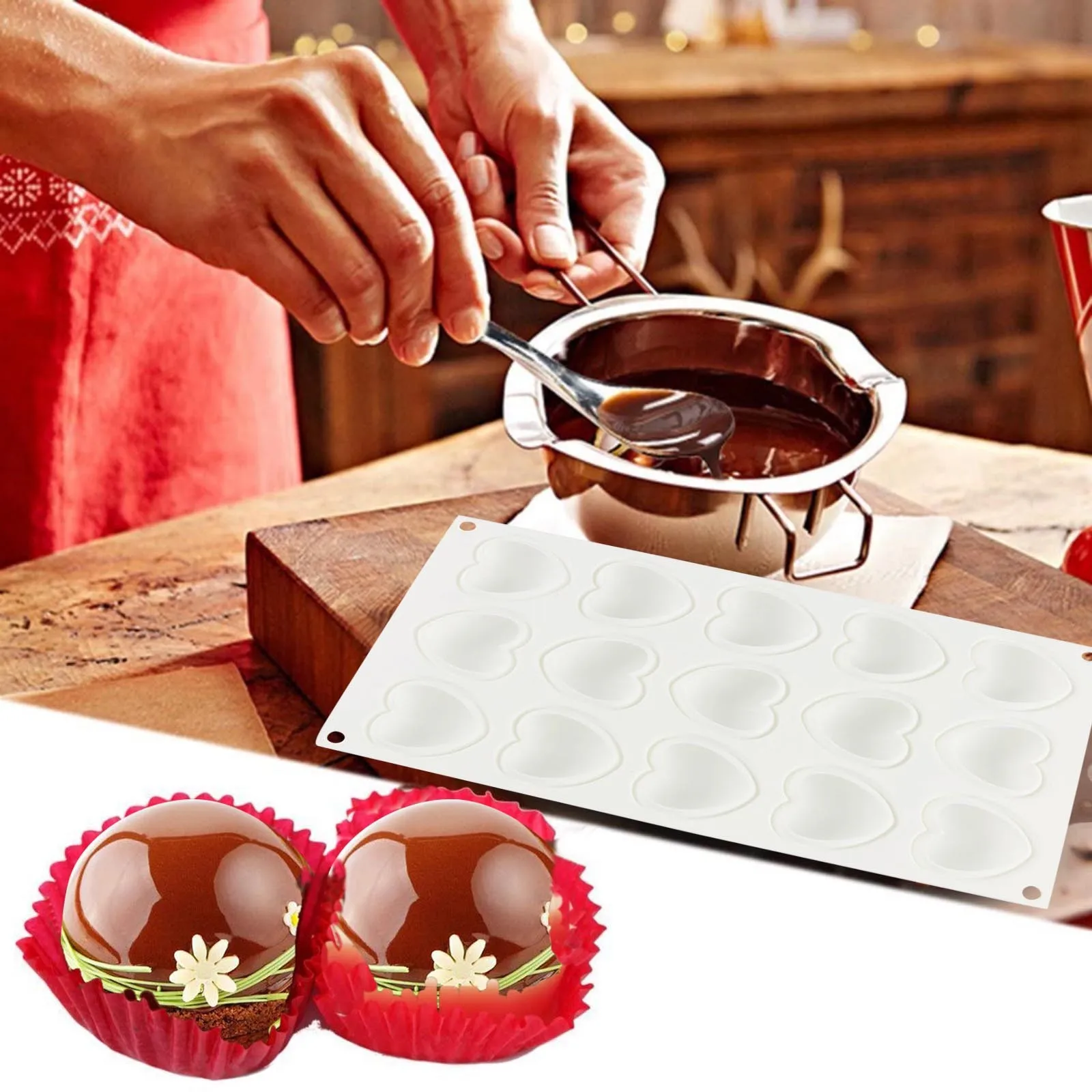 15 отверстий любовь силиконовая форма для выпечки тортов 3d Сердце Форма Fondant