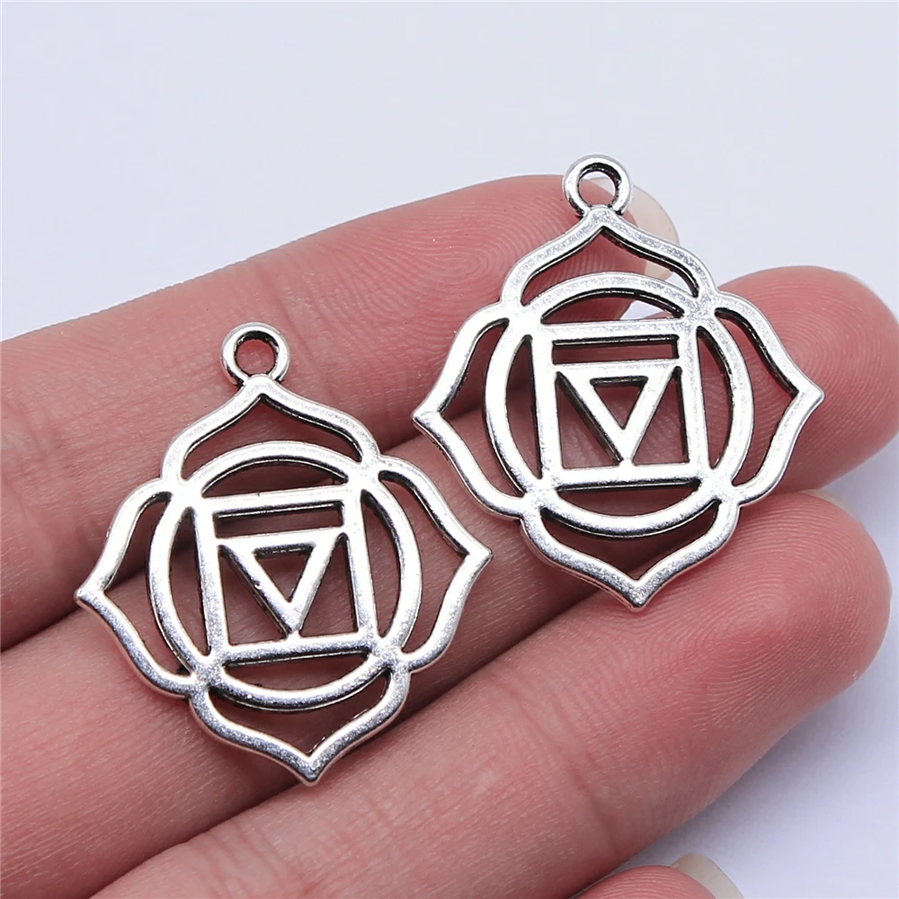 

Jewelery Pendants Making Charms For Jewelry 7pcs Chakra Charms 31x28mm Antique Silver Plated
