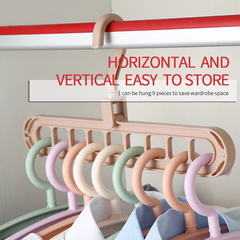 

1PCS Multi-function Folding Hanger Nine-hole Rotating Hanger Wardrobe Drying Clothes Home Clothing Wardrobe Storage
