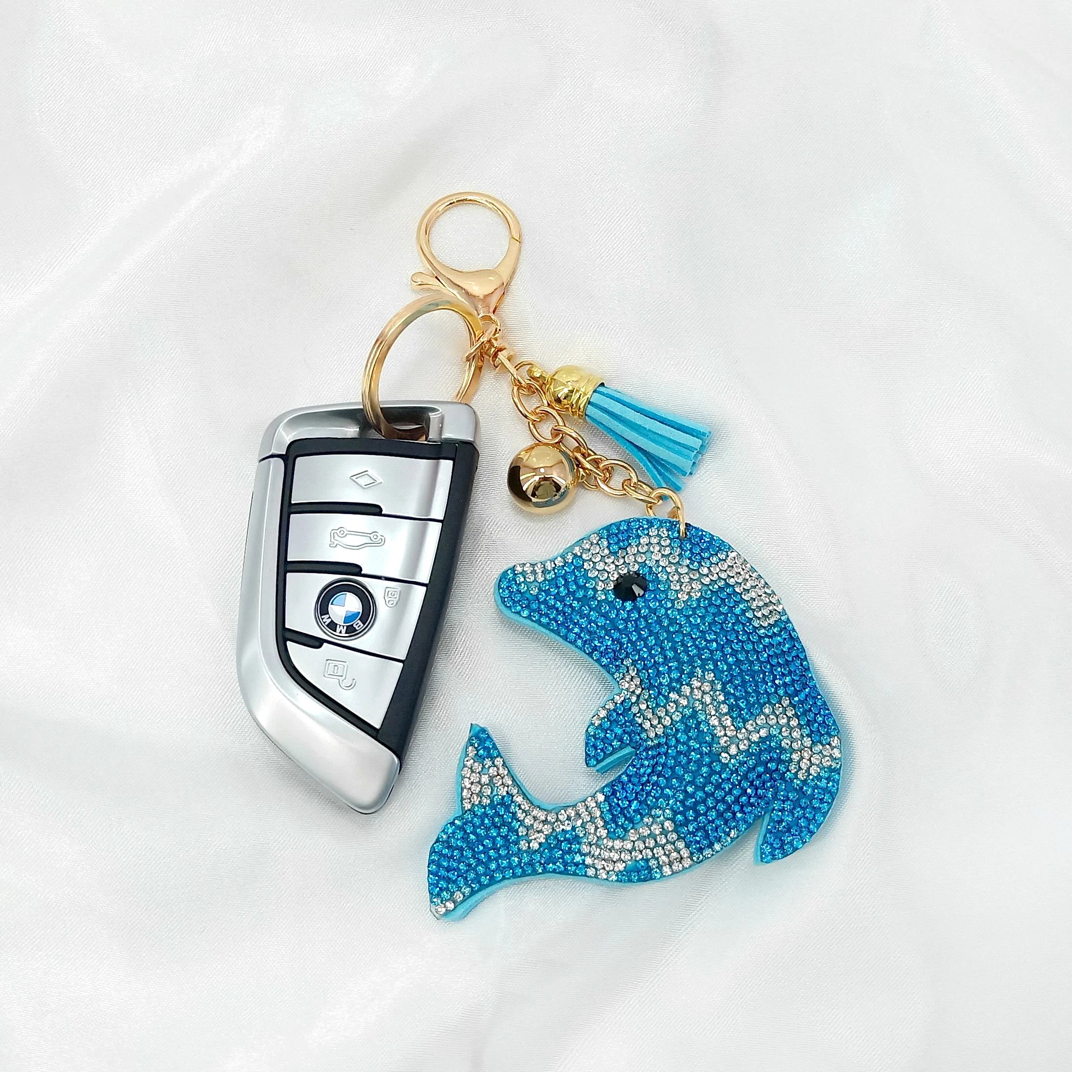 Творческий корейский бархат Цветной Стразы милый брелок с дельфином подвесной