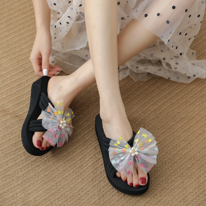 

Butterfly-Knot Slippers Soft Summer Women's Shoes Med Luxury Slides On A Wedge Pantofle Comfort Designer 2021 Butterfly-knot Cot