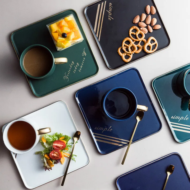 Европейский керамический набор кофейных чашек с крышкой ложка фарфоровая Ручная