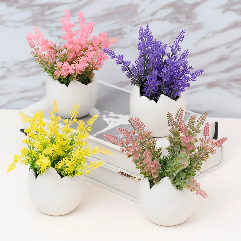 INNO Artificial Lavender w/White Ceramic Pot/Decorative Faux Flower Planter | Дом и сад