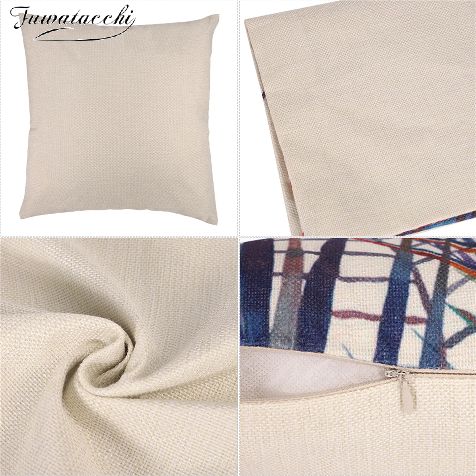 

Fuwatacchi Spring Plant Pillowcase Flower Animals Cushion Cover 45*45 Linen Pillow Cover Sofa Car Home Decor Room Decoration