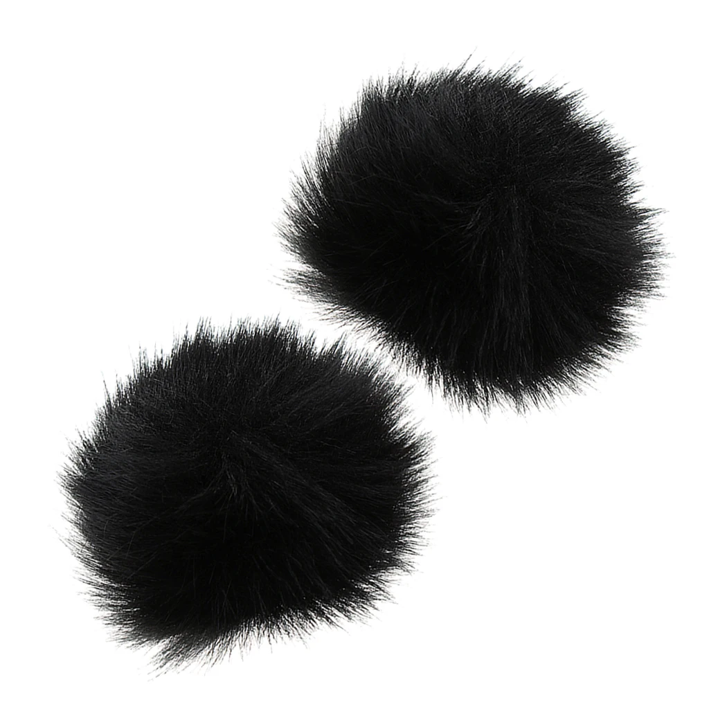 2xFurry Windscreen Windshield Wind Muff Lavalier Lapel Microphone Mic Black | Спорт и развлечения