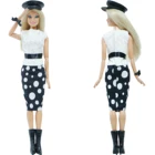 1 комплект, наряд для куклы BJDBUS, белая блузка, волнистая юбка, туфли на высоком каблуке, кепка, браслет, элегантная женская Одежда для куклы Барби, игрушки