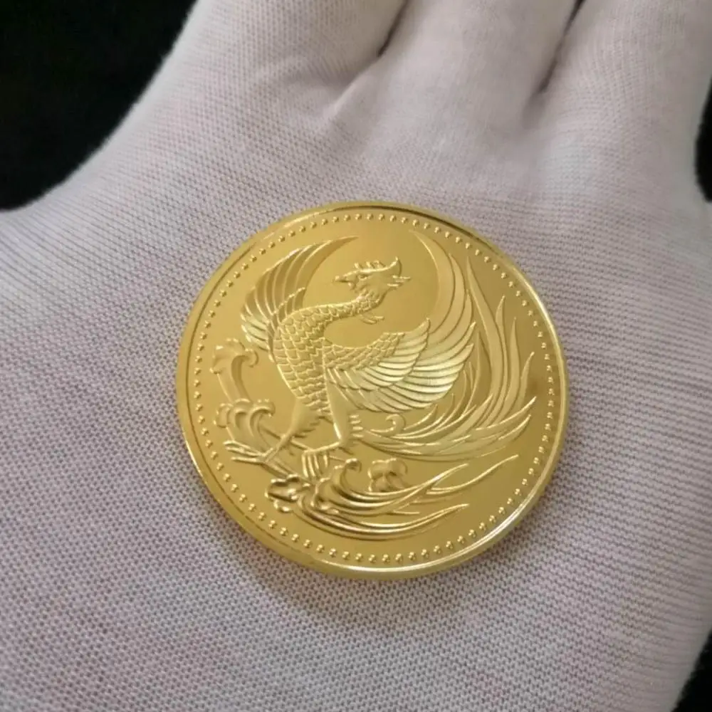 Japan Golden Phoenix Chrysanthemum Metal Coins Souvenir Art Gold Coin Collection Gift | Дом и сад