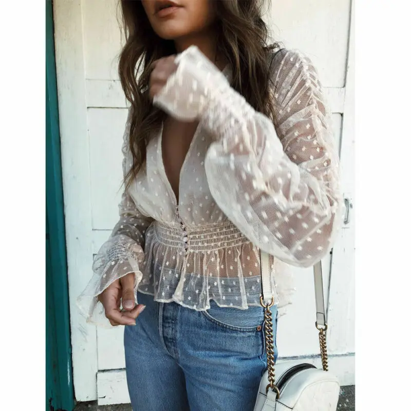 Женская Прозрачная Кружевная футболка женский прозрачный сетчатый топ с