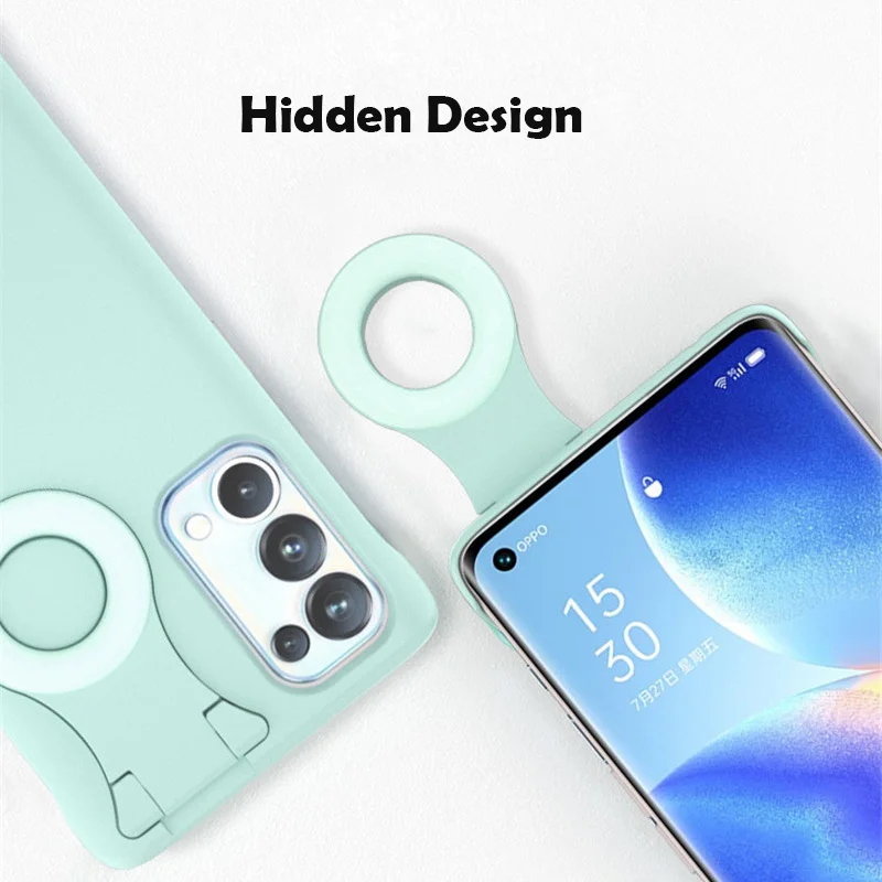 

Intelligent Fill Light Beauty Phone Case For OPPO Reno 5 Pro Case Ring Flash Selfie Cover Luminous Coque For OPPO Reno 5 Funda