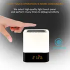 Светодиодная настольная Ночная лампа, сенсорный портативный смарт-динамик с регулируемой яркостью, цифровая USB-зарядка, сабвуфер, поддержка карт, будильник