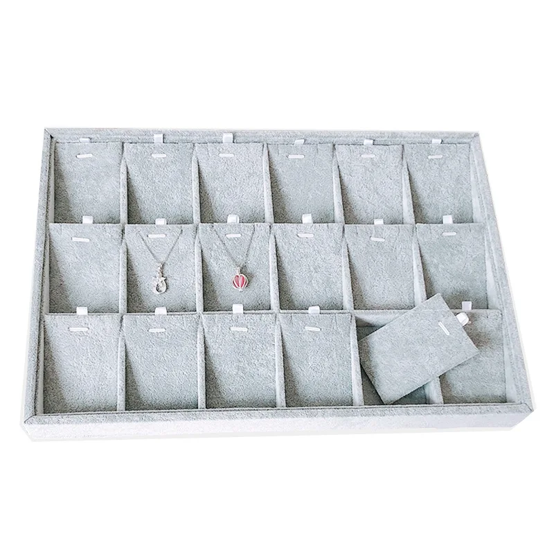 Серый бархат ювелирных изделий дисплей лоток для серьги кольцо держатель