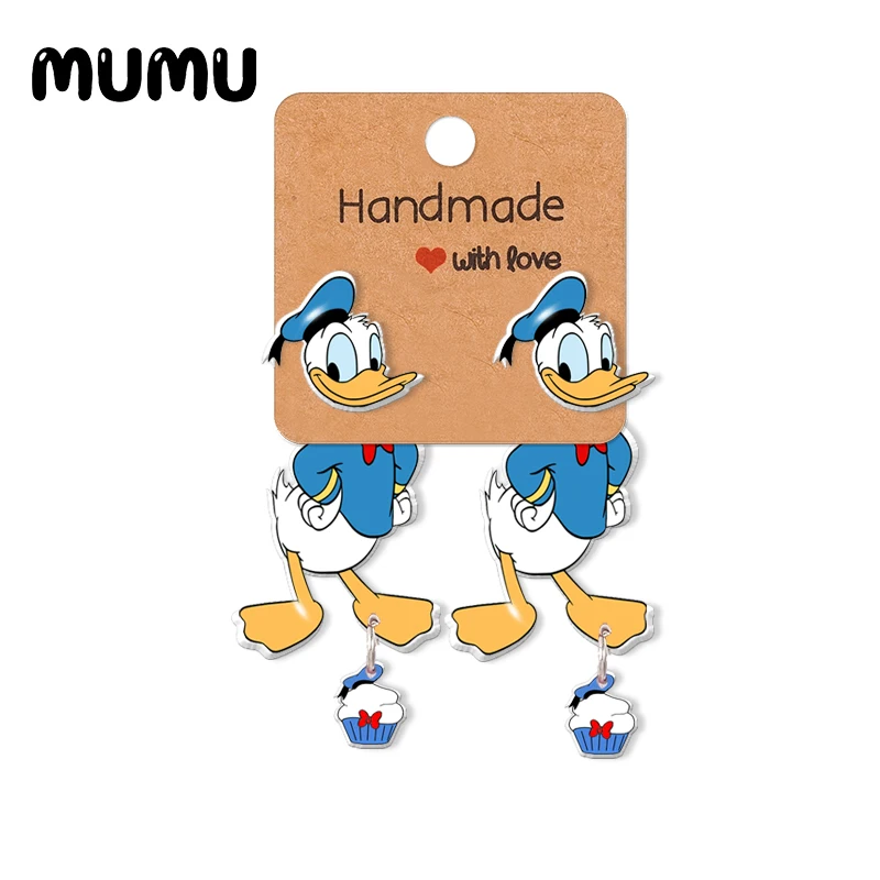 2021 New Donald Duck Stud Earring Daisy Epoxys Jewelry Resin Acrylic Earrings Handmade Gifts Girl | Украшения и аксессуары