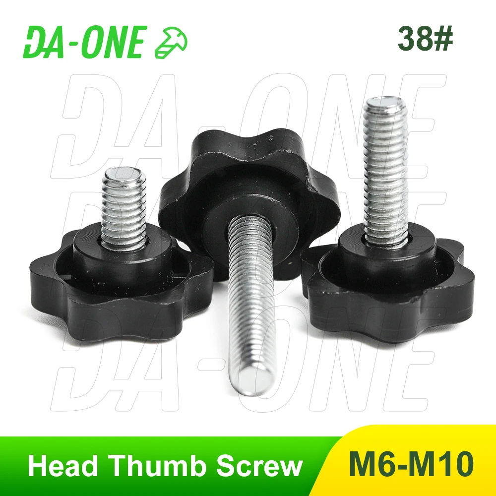 

M6 M8 M10 Star Head Black Plastic Bakelite Manual Screw Bolts Clamping Knobs Grip Thumb Trimmer Screws Length 10-100mm D=38mm