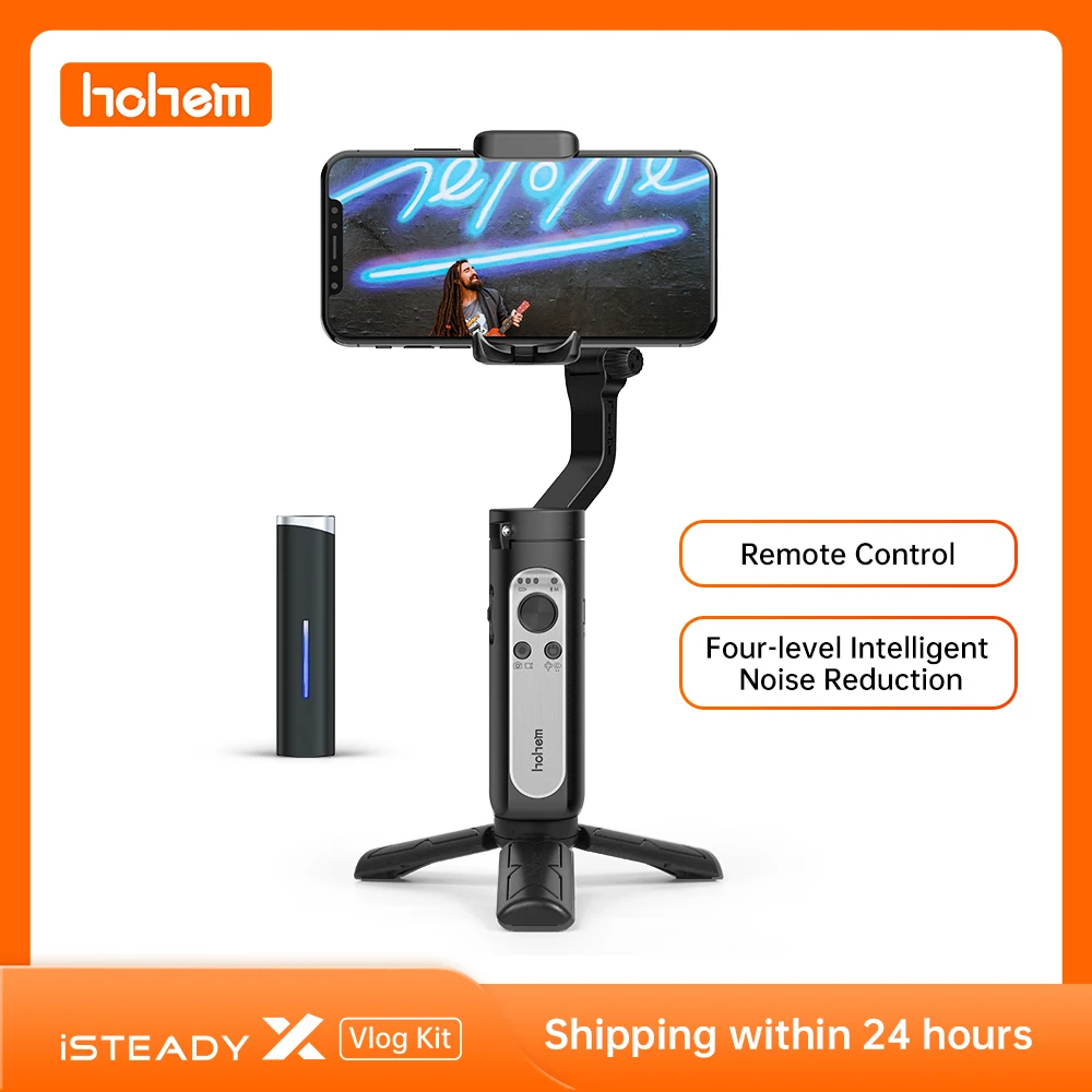 

Hohem iSteady X Vlogger Kit Wireless Lavalier Microphone Gimbal 3-Axis Handheld Stabilizer for Smartphone