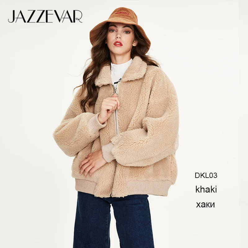 khakiDKL03 JAZZEVAR Зима Новое поступление натуральный мех дубленка женская мода пиджак медведь теплая зимняя куртка для женщин K9050 - Цвет: khakiDKL03
