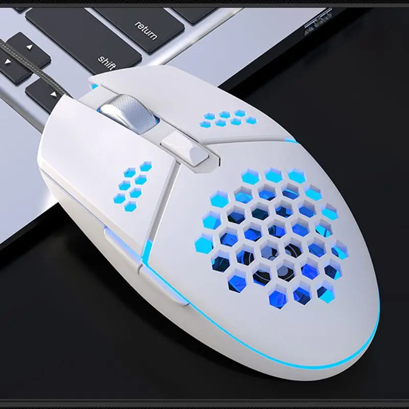 

2000DPI RGB LED Gaming Wired USB Mouse Fan Lightweight Honeycomb Hollow-out Mice