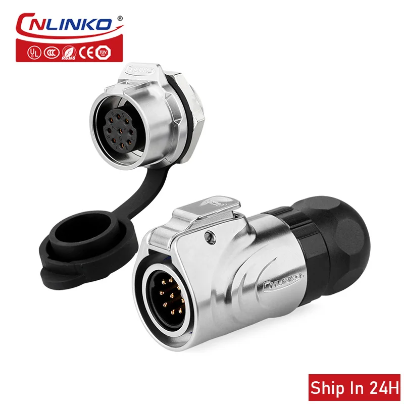 

Cnlinko LP16 Waterproof Industrial 9pin Panel Mount Aviation Power Connector Electrical Plug Socket Wire Connection Adapter