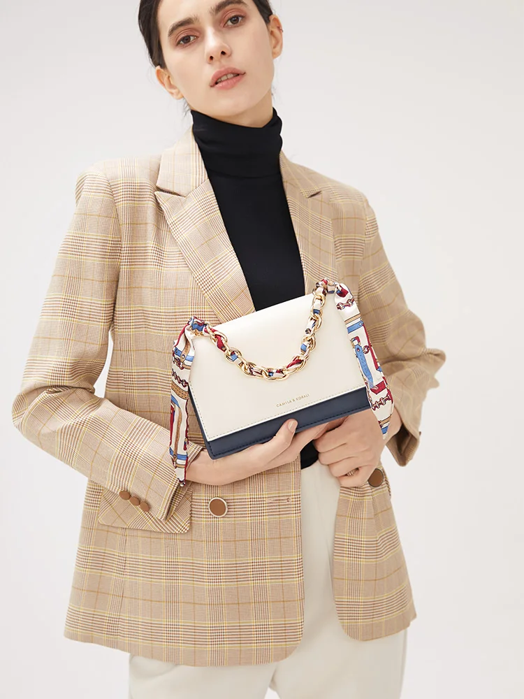 

2020 New Women's Bags Small CK Website All-Matching Fashion Crossbody Small Bag Chain Silk Scarf Small Square Bag Fashion