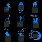 Наклейка на выключатель света, светящаяся Наклейка на стену, мультяшная наклейка светится в темноте, наклейка для украшения детской комнаты, домашний декор, кошка, фея