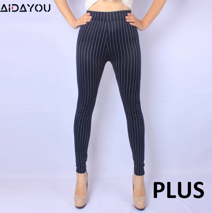 

Striped Legging Women's Elastic Waist Strip Ankle-Length Pencil Legging Autumn Pluz Size ouc3336