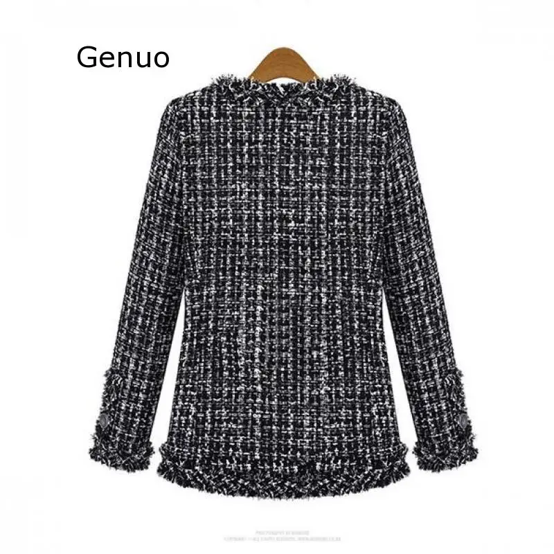 

Coat Women Spring Autumn Basic Jacket Suit Black And White Female Base Plaid Coat Suits Elegant Top 2020 Slim Streetwear