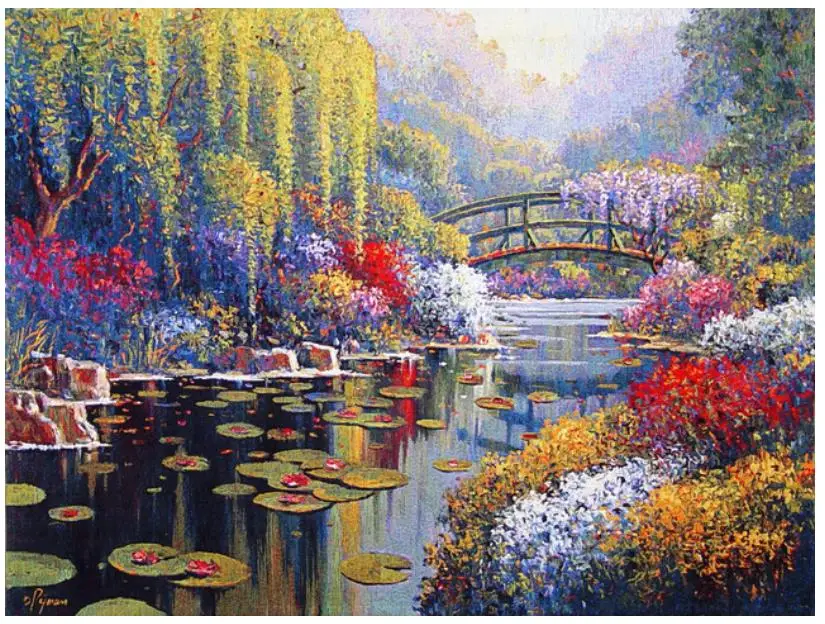 Пейзаж алмазы картина маслом озеро мост Стразы Вышивка diy мозаика стикер