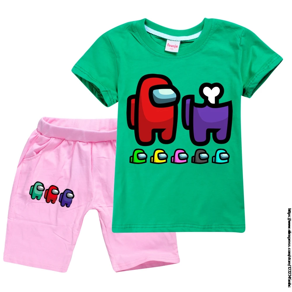 Children Clothing Sets Summer Girls Game Among Us T Shirt Kids Clothes Sport Casual Toddler Baby 2 Pcs Suits |